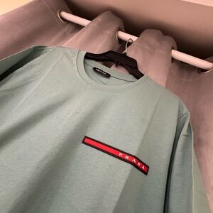 Prada Green Short Sleeve Tee with Minimalist Design